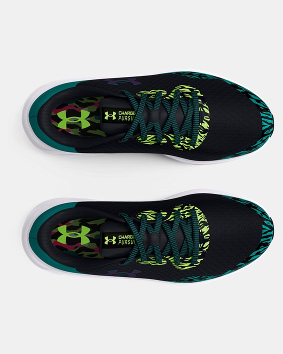 Boys' Grade School UA Charged Pursuit 3 Wild Running Shoes, Black, pdpMainDesktop image number 2